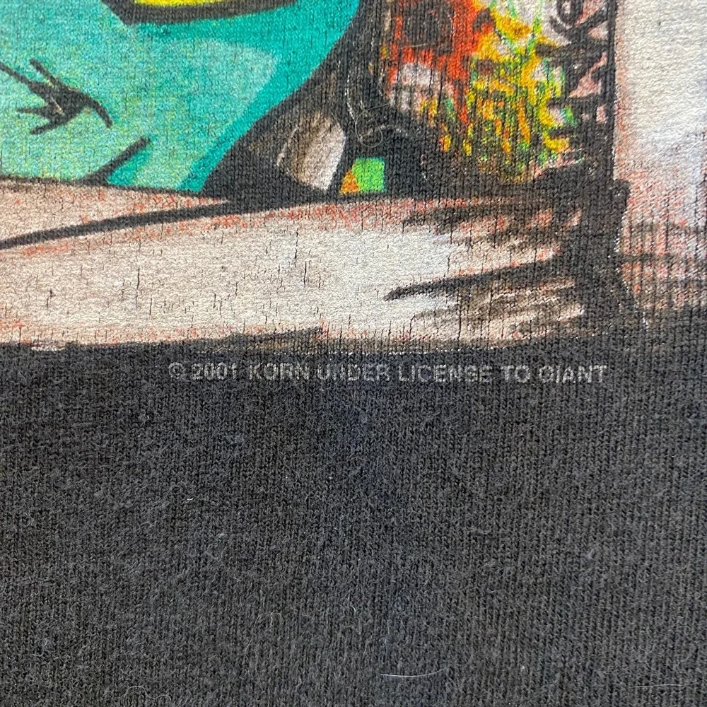 Vintage 2001 Giant Korn T-Shirt XLARGE Black Double Sided Band Tee